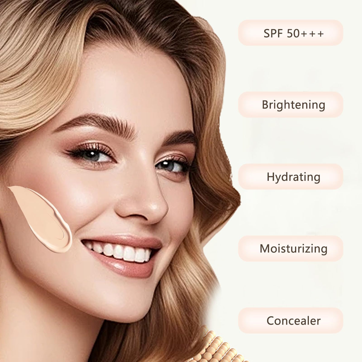 Full Coverage BB Cream Foundation with SPF 50+++(Ivory)