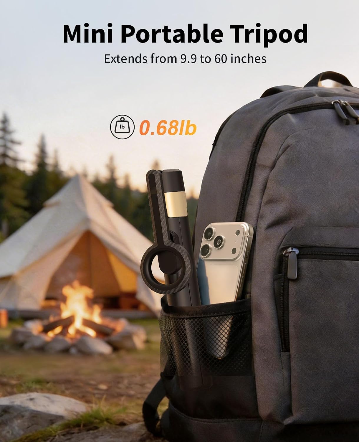 Magnetic Tripod for iPhone, Selfie Stick Monopod Tripod for Magsafe, 360° Rotatable Travel Tripod Heads Cell Phone