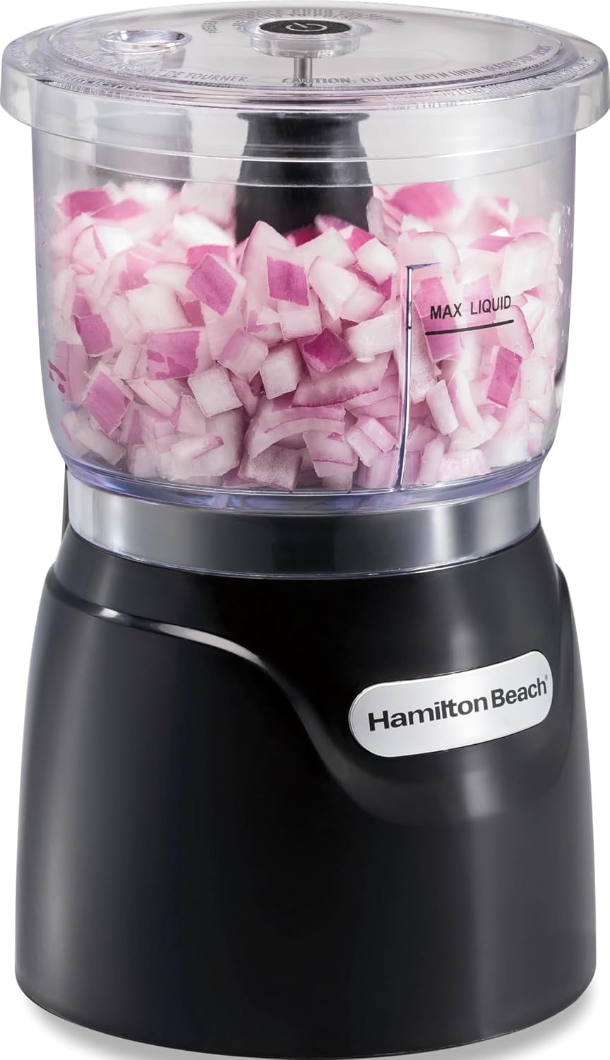 3 Cup Electric Vegetable Chopper & Mini Food Processor | Simple Stack & Press Design | 350 Watts & Stainless Steel