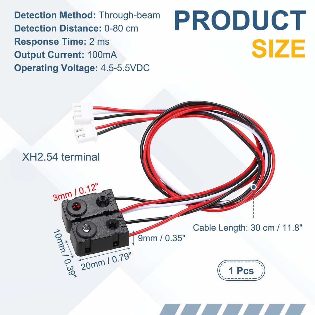 Rebower IR Break Beam Sensor, 3mm LEDs Through Beam Sensor 0-80cm