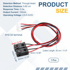 Rebower IR Break Beam Sensor, 3mm LEDs Through Beam Sensor 0-80cm