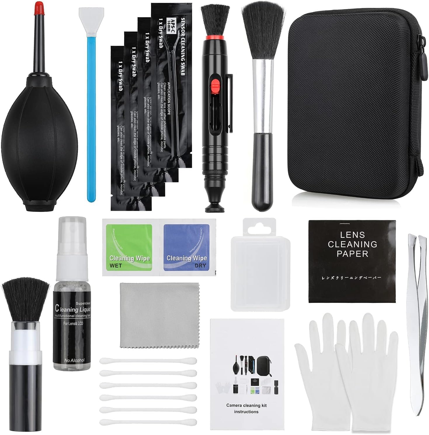 14-in-1 Camera Lens Cleaning Kit - Mirrorless & DSLR Sensor Cleaning Kit for Canon, Sony, Nikon Including Lens