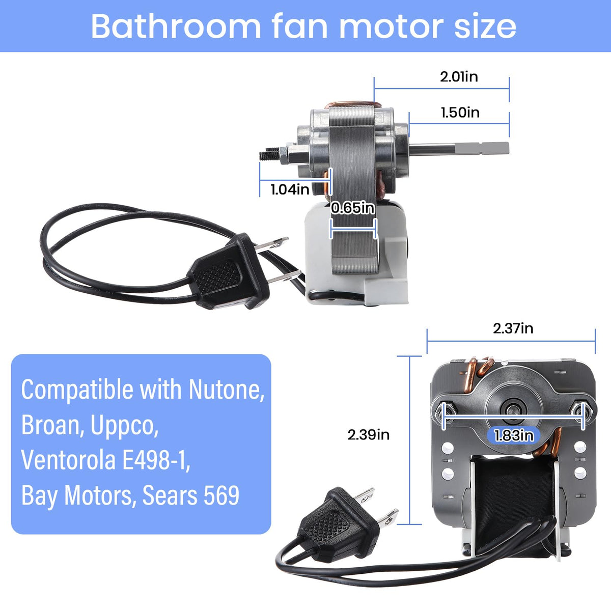 2 Pack Bathroom Vent Exhaust Fan Motor Compatible with Broan-NuTone, 120V