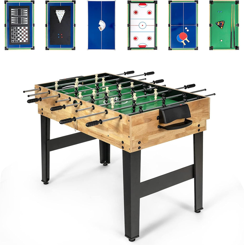 10-in-1 Multi Game Table, Combo Game Table Set w/Hockey, Foosball Pool Ping-Pong Chess Cards Checkers Bowling