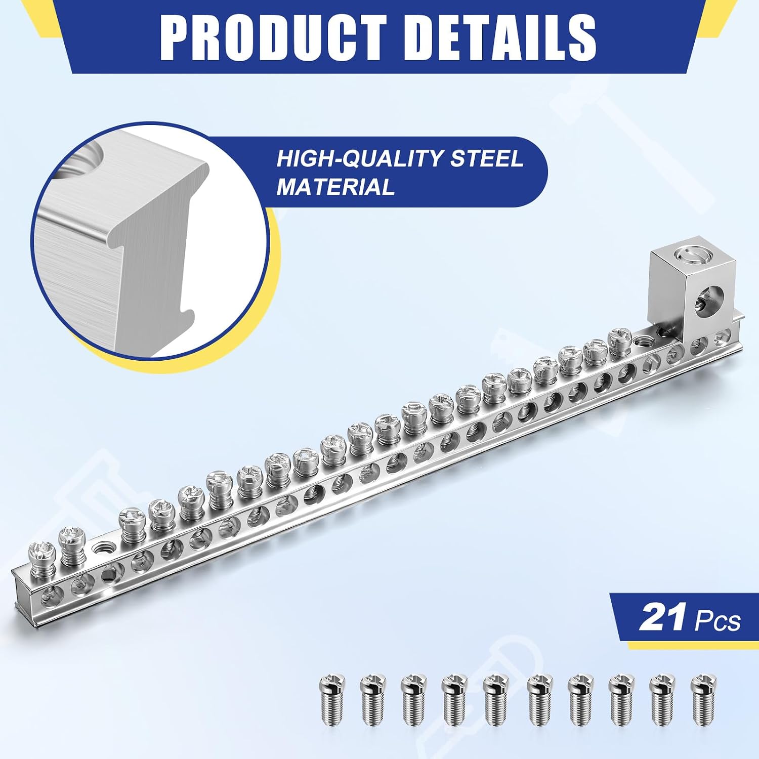 2 Set Ground Bar Kit with 21 Terminal Positions & Ground Lug | Compatible with Square D QO & Homeline, Eaton BR & CH