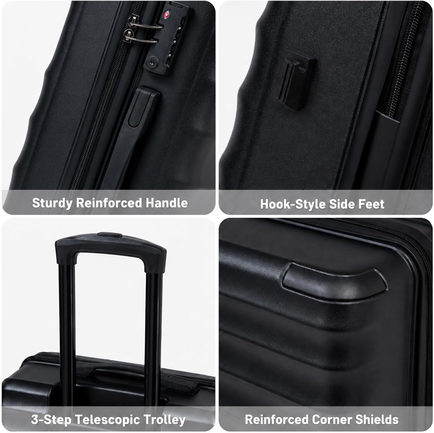 Luggage Sets, 5 Piece Durable Suitcase Set with Spinner Wheels, ABS Hard Shell Lightweight Luggage with TSA Lock