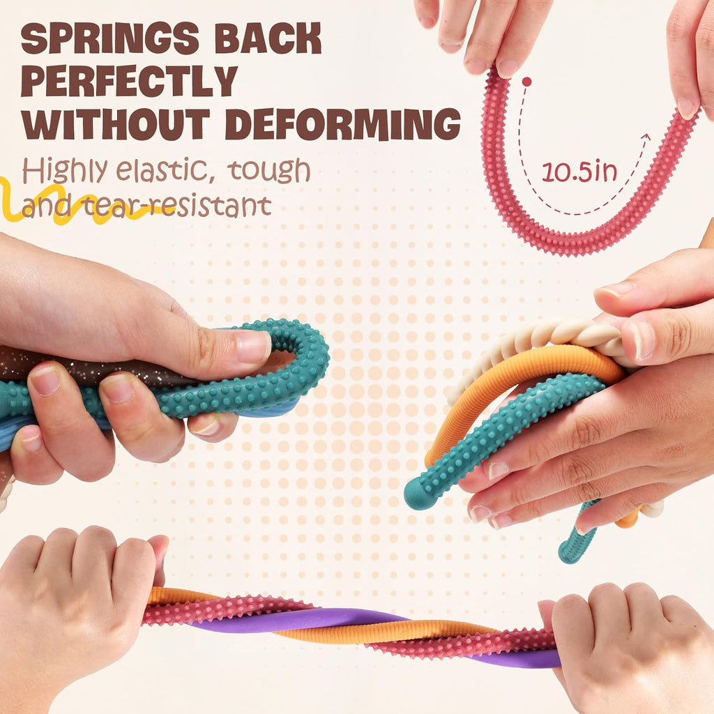 Fidget Sensory Autism Toys Kids - Textured Stretchy Strings for Adults ADHD Children Stress, Flexible & Durable Quiet