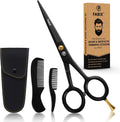 5” Professional Beard Mustache Scissors with 1 Beard Comb, 1 Mustache Comb and Travel Pouch - Perfect Beard Trimming