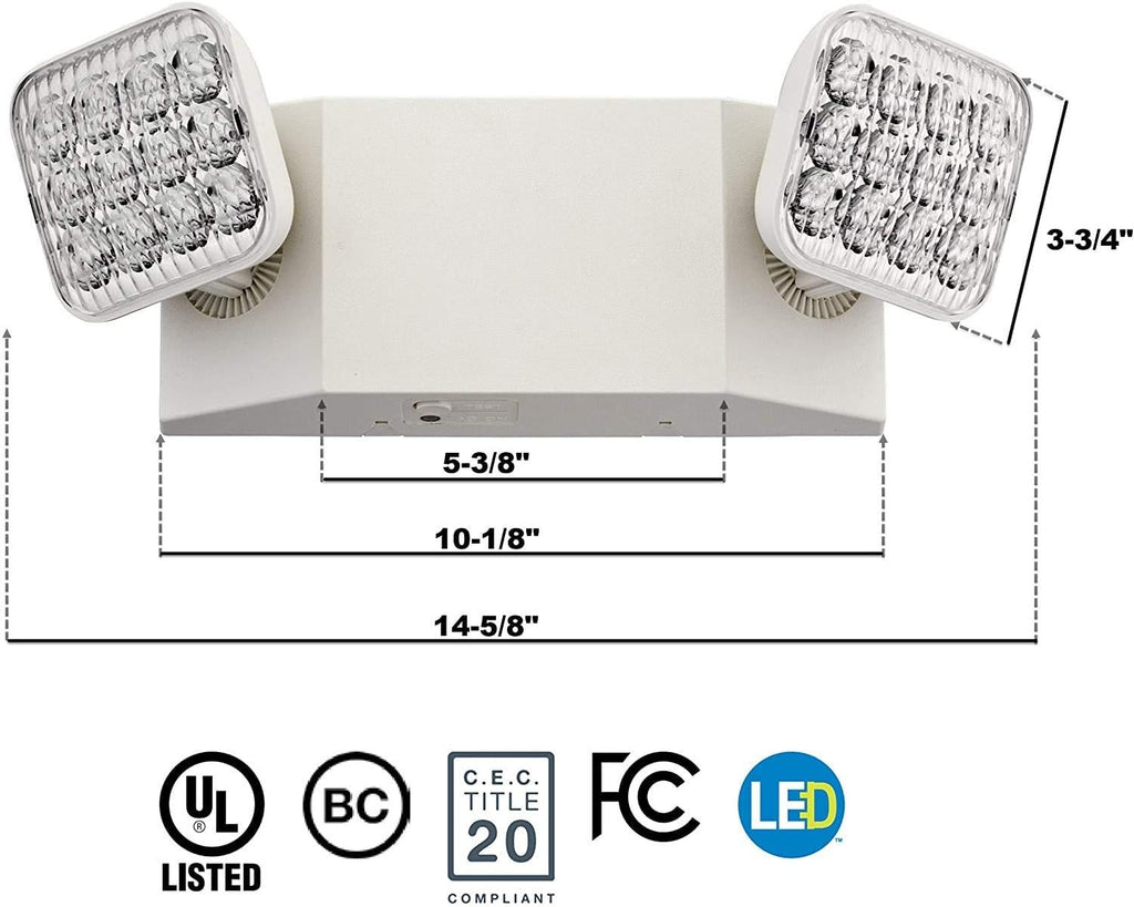 LED Emergency Lighting Fixtures with 2 LED Heads, Commercial Emergency Light with Battery Backup, UL 924 and CEC Qualified, 120-277 Voltage (1-Pack)…