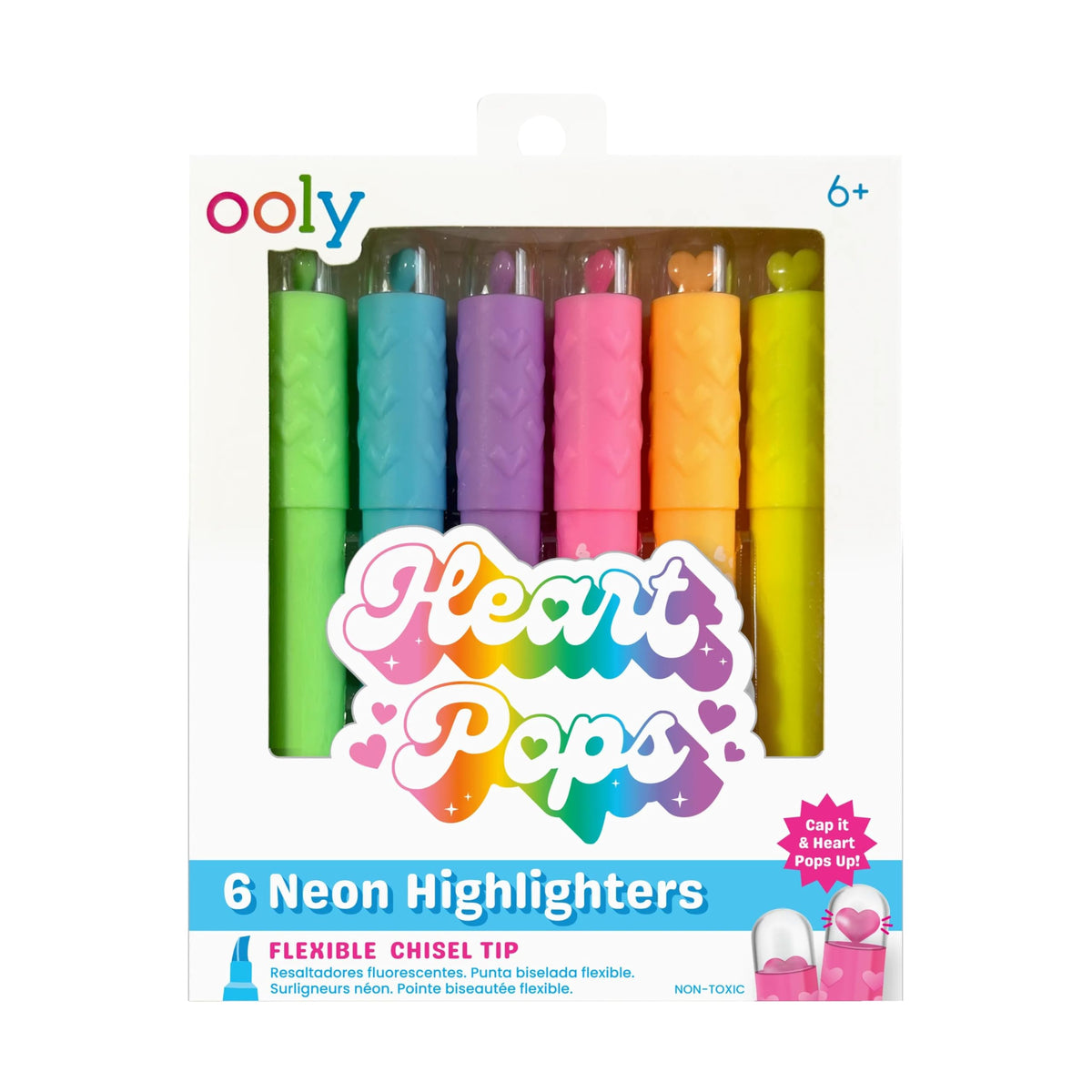 Heart Pops Neon Highlighters, Set of 6