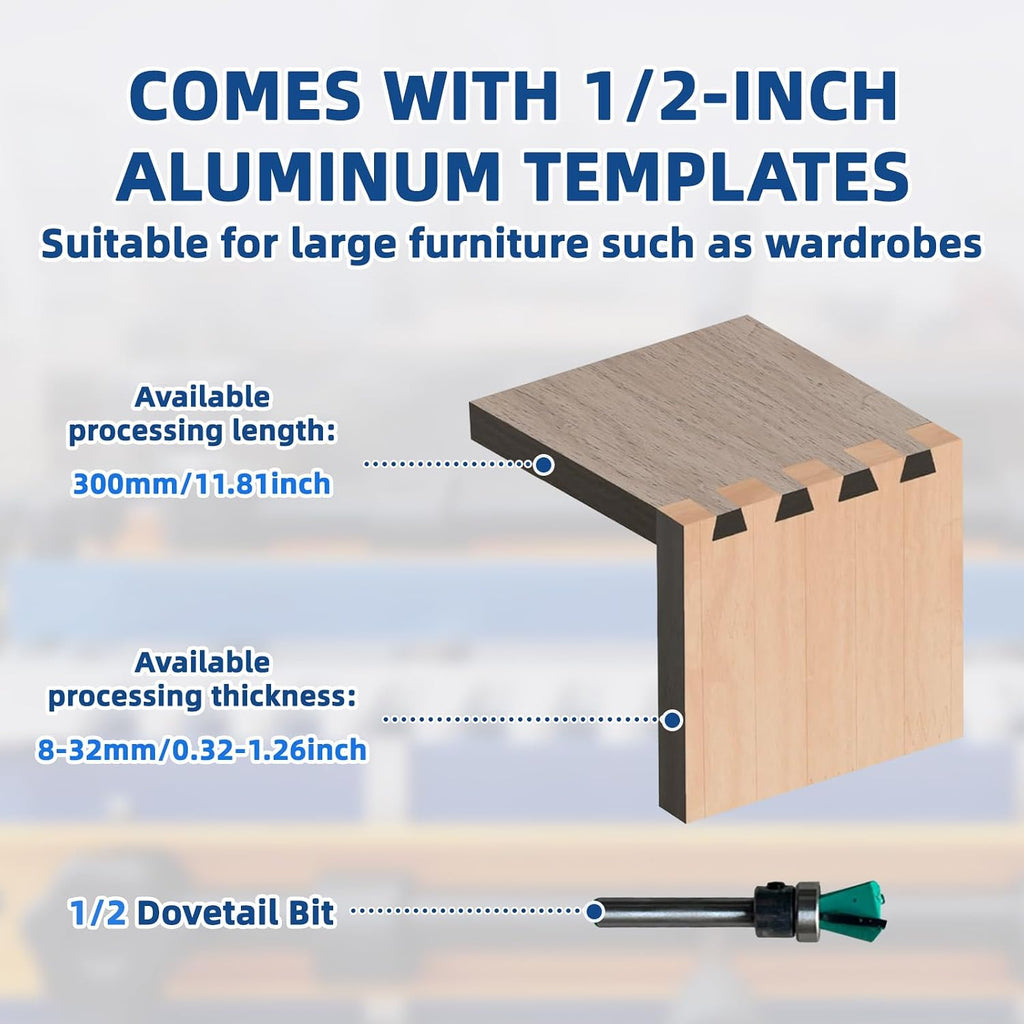 12 inch Dovetail Jig Adjustable Width Woodworking Template Router | Dove Tailing Router Jigs with Dovetail Milling