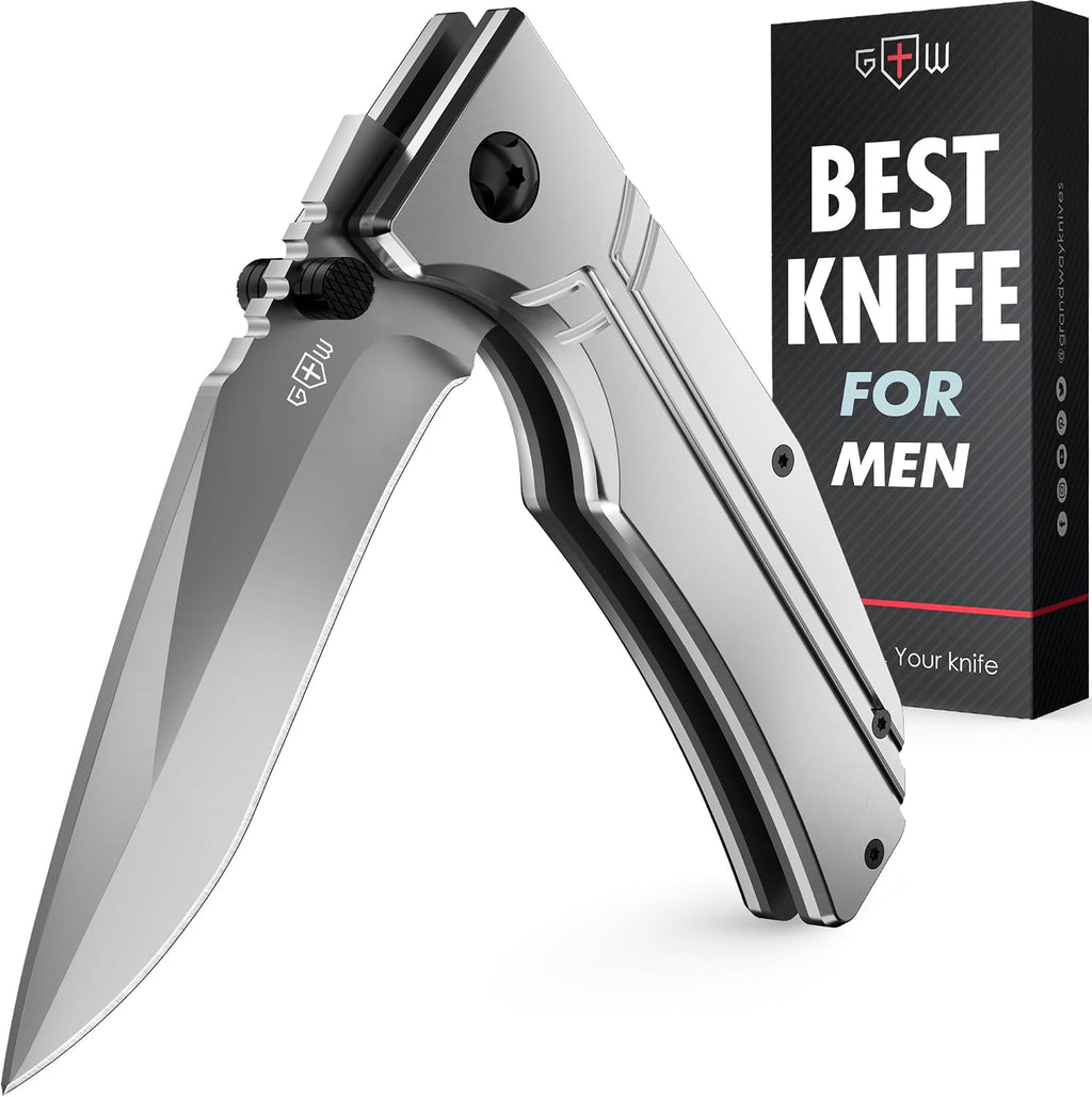 Pocket Knife for Men, Women - 3.54” Sharp Blade, Birthday Gifts Idea | Aluminum Handle, Liner Lock, Pocket Clip, 440C