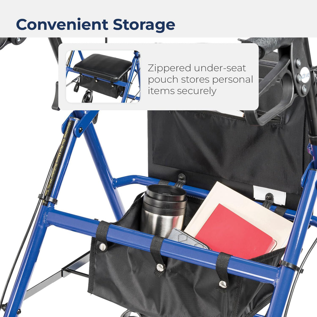 R728BL Foldable Rollator Walker with Seat, Blue