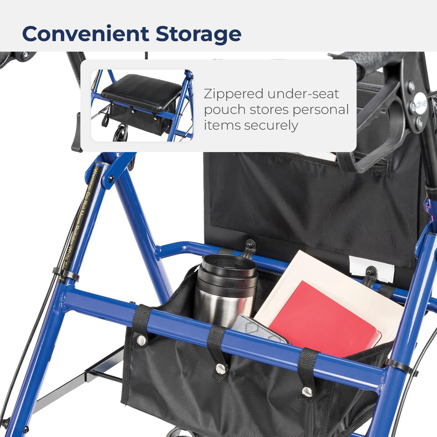 R728BL Foldable Rollator Walker with Seat, Blue