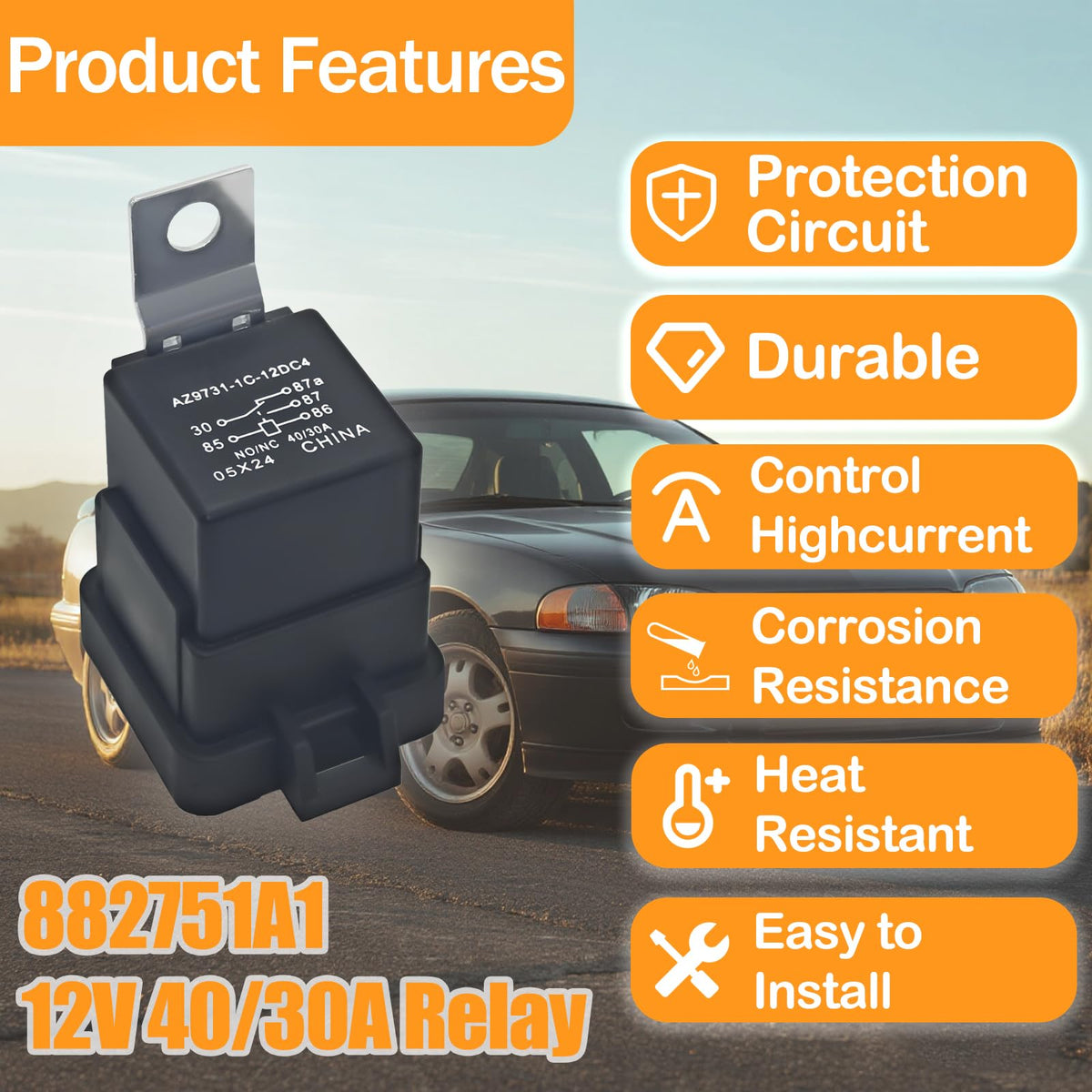 882751A1 Power Trim Relay (Pack of 2) Compatible with Mercury Mariner Outboards 20-300HP - 12V Tilt Trim Solenoid Replace AZ973-1C-12DC4, 882751A2, 4RD 960 388-32, VF4-35F11-Z07
