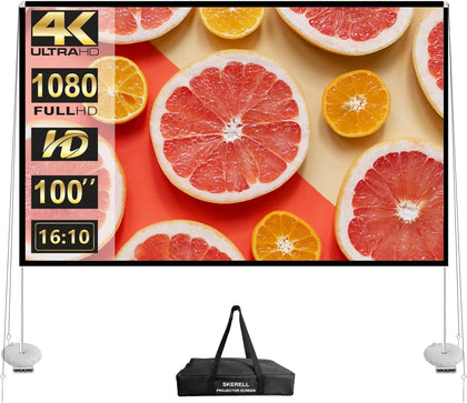 Outdoor Projector Screen with Stand 100 Inch: Portable Projection Screen 16:10 4K HD Outdoor Movie Screen with Carry