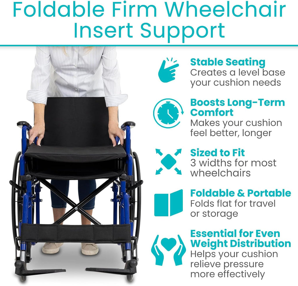 Solid Wheelchair Seat Insert – Firm Non-Slip Water Resistant Wipe Clean, Sturdy Wheel Chair Cushion Board