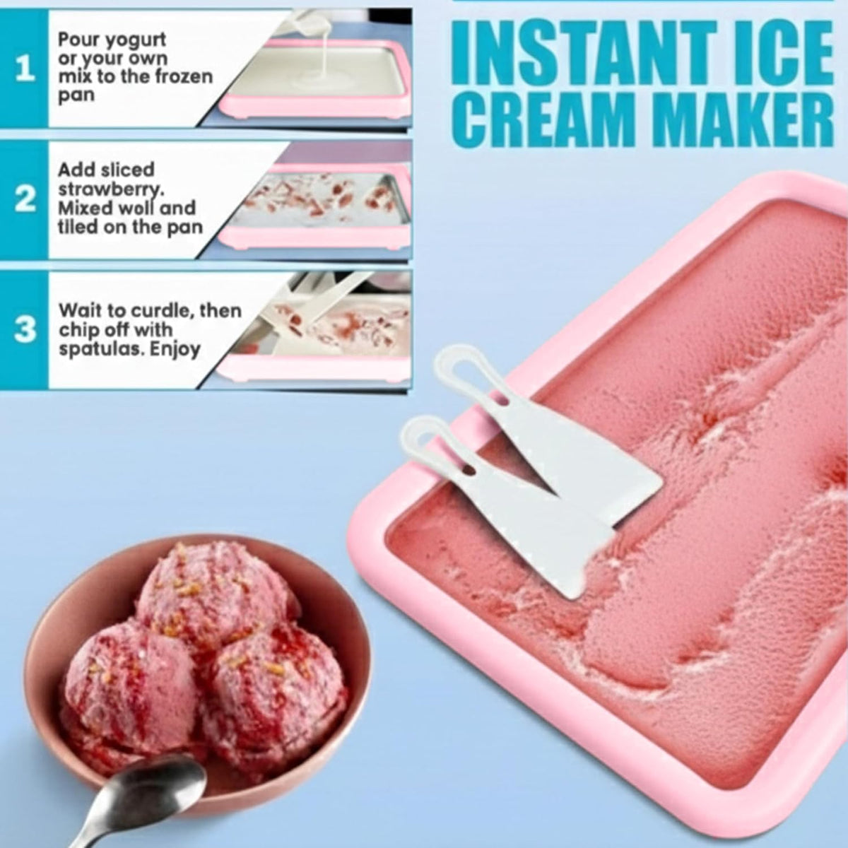 Extra Large Rolled Ice Cream Maker, Pink, (14"x10") Ice Cream Roller Maker