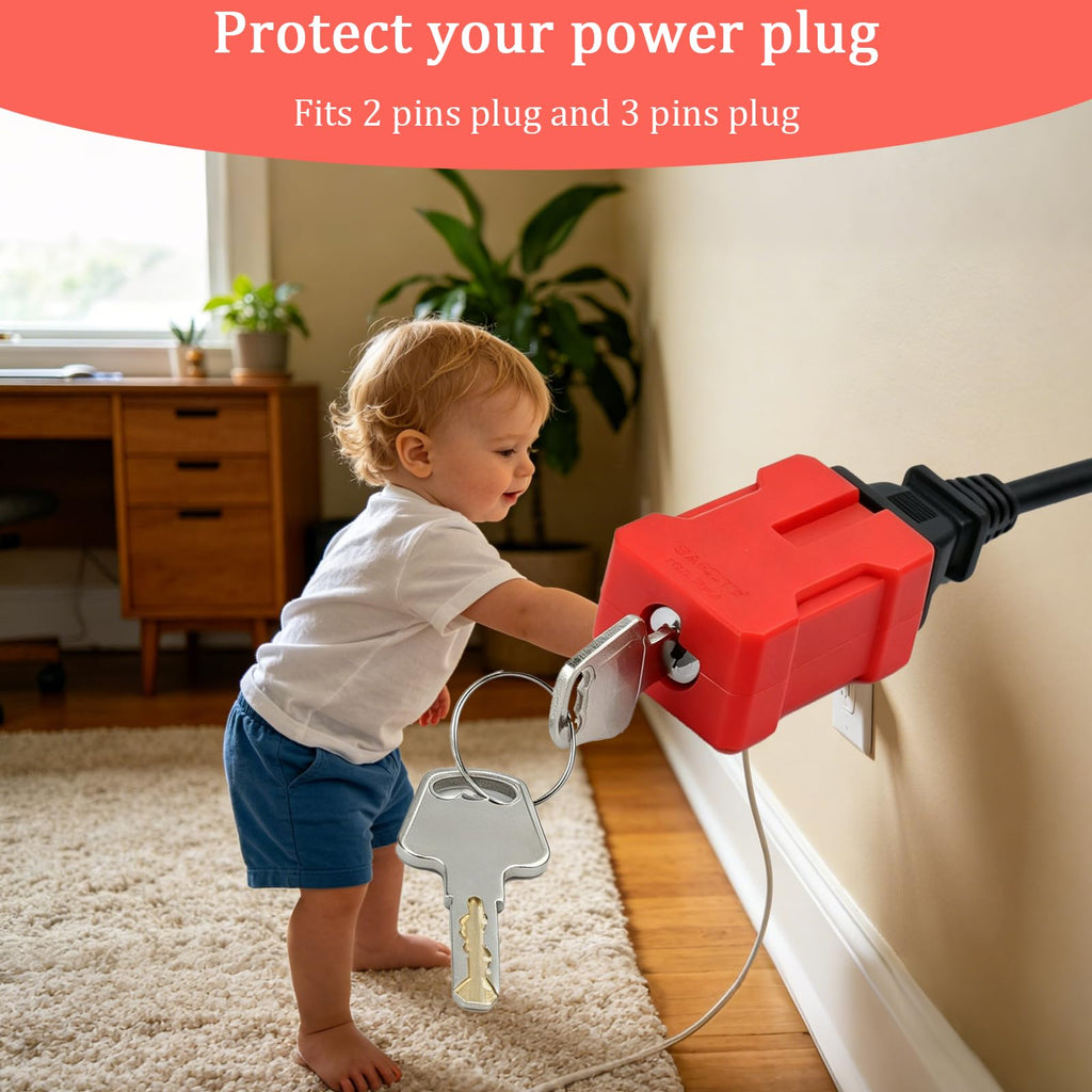 Plug Lockout Device for Cords Electrical, 2 Pack with Keys for 2 & 3 Prong