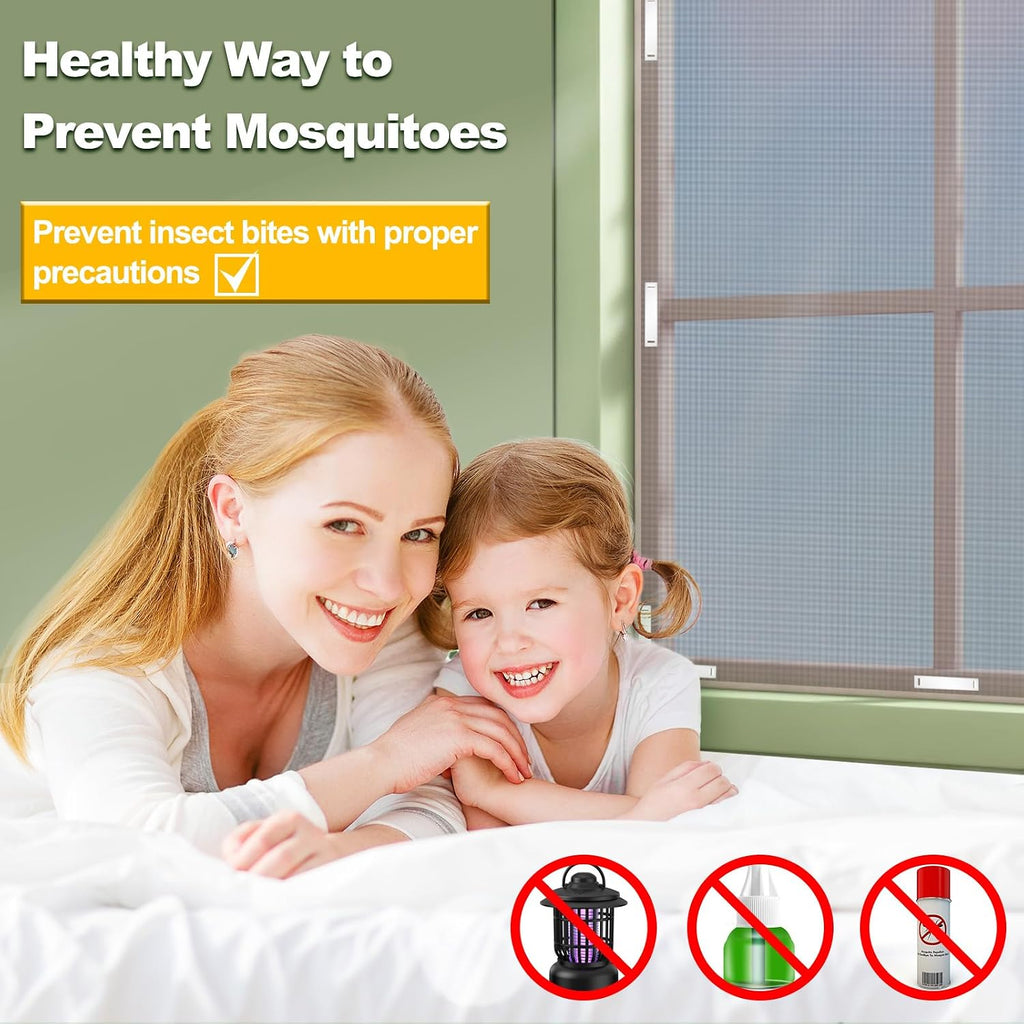 Magnetic Window Screen, Adjustable DIY Window Net Max 59” x 51” with Innovative Magnetic Fastener, Fiberglass Fine