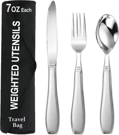 Weighted Utensils for Hand Tremors and Parkinson's Patients-Adaptive Utensils-3 Piece Set Weighted Silverware for