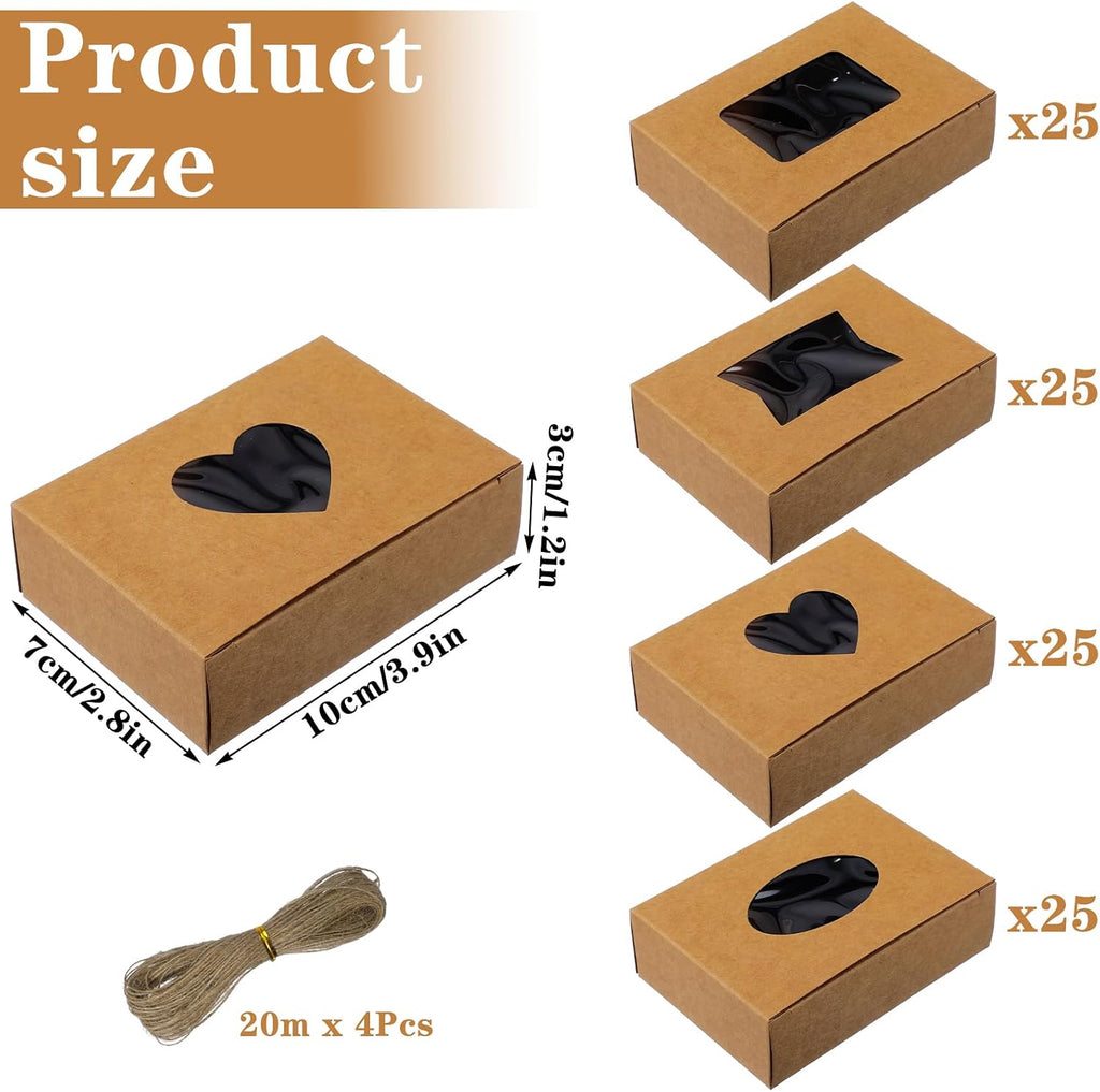100 Pcs Soap Boxes for Homemade Soap, Hand Made Soaps Boxes 3.5 x 2.5 Inch Gift Box with Clear Window, Empty