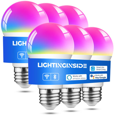 Smart Light Bulbs Work with Alexa/Google Home/SmartLife 6PCS