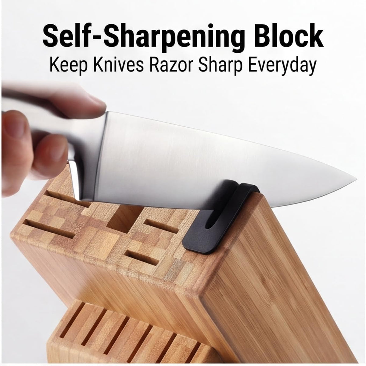 Knife Set Kitchen Steel Knife Block Set w Built-in Sharpener