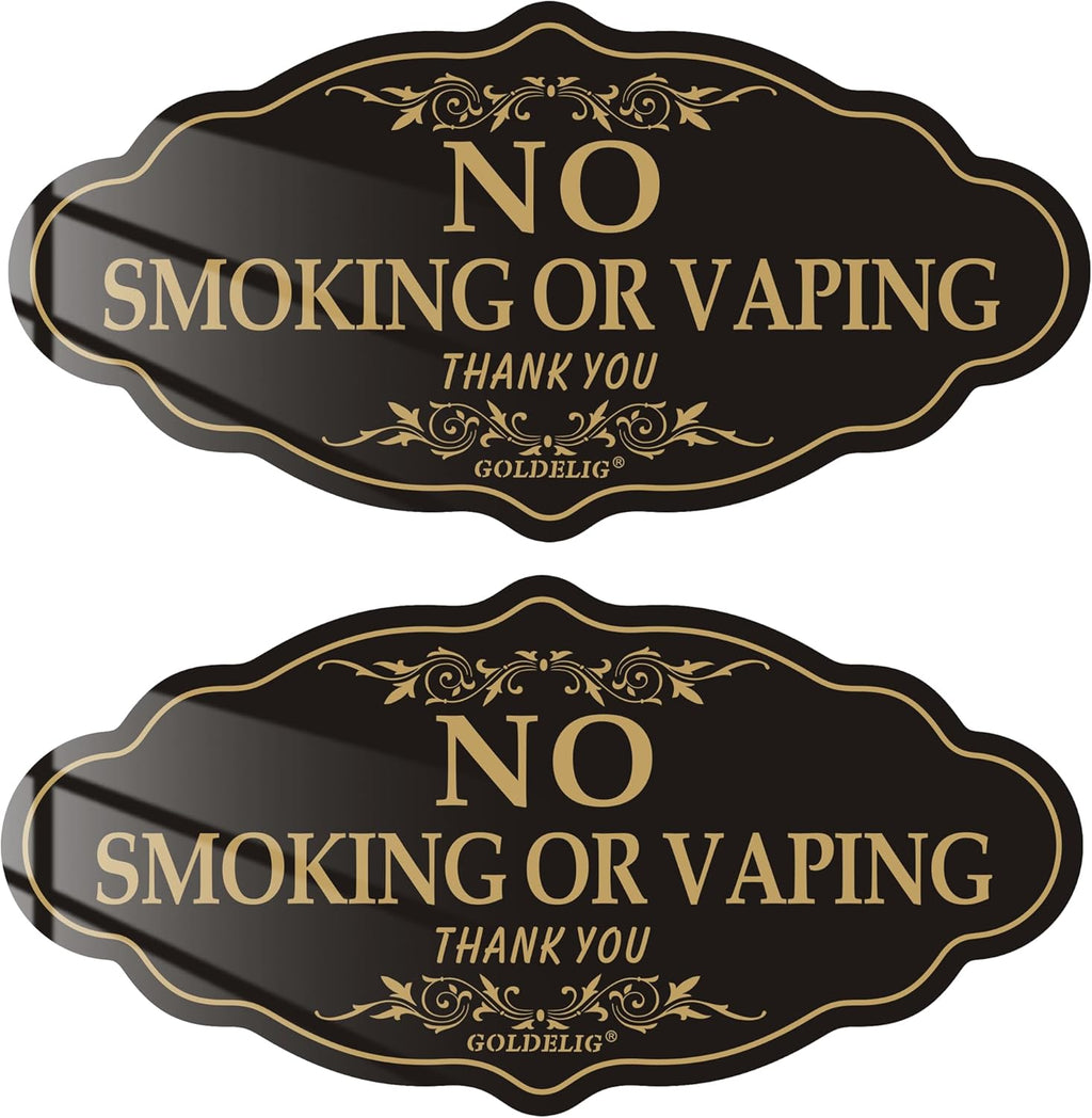 No Smoking Sign, 2 Pack, 7.9in×4in Acrylic