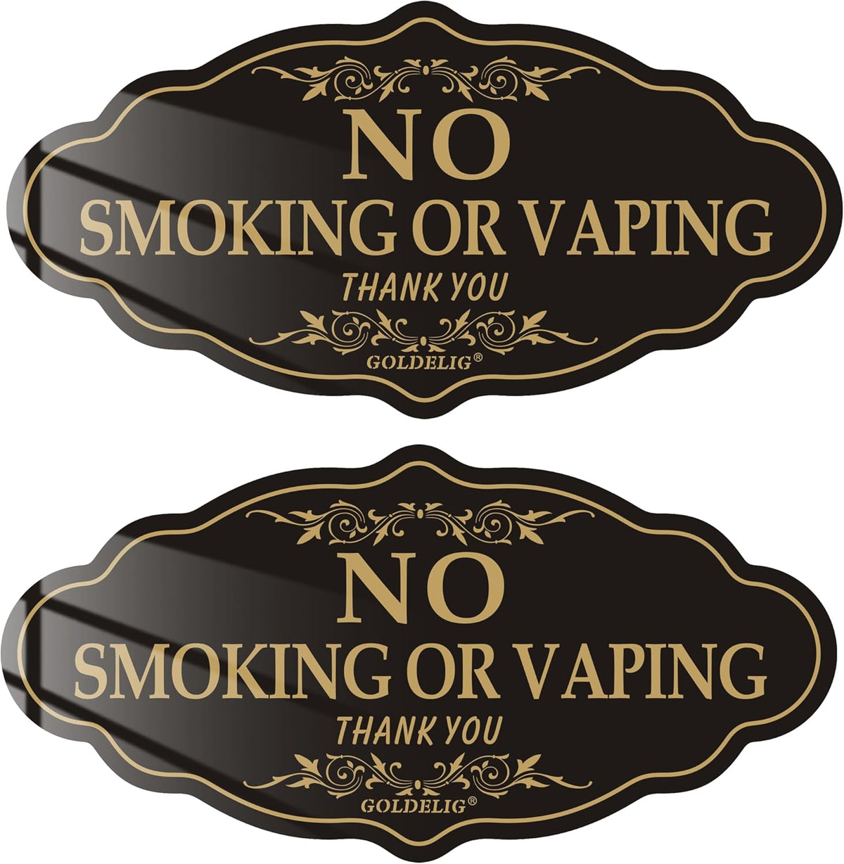 No Smoking Sign, 2 Pack, 7.9in×4in Acrylic