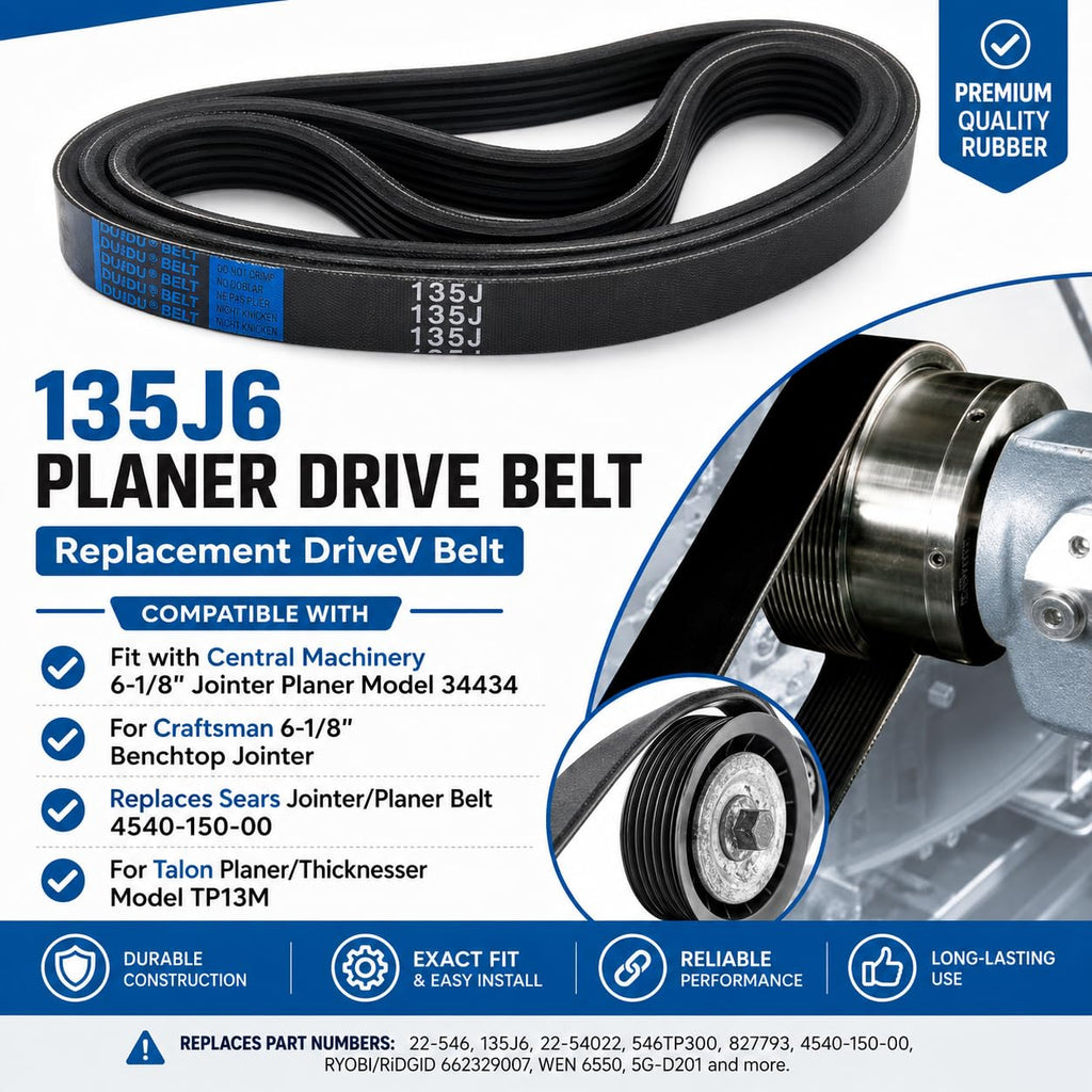 3 Pack 135J6 Planer Drive Belt for Ryobi Delta Ridgid Craftsman