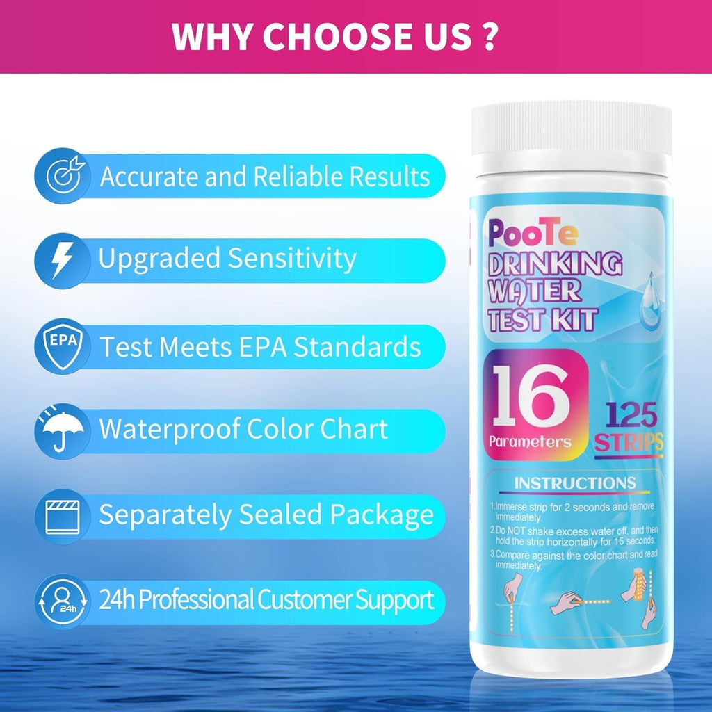 21in1 Water Test Kit, 143 Strips Drinking Water Test Kit, 2 Bacteria Tests