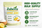 Zuberix 100% Pure Citric Acid Powder, Food Grade, Multi-Purpose, 2.2 lbs