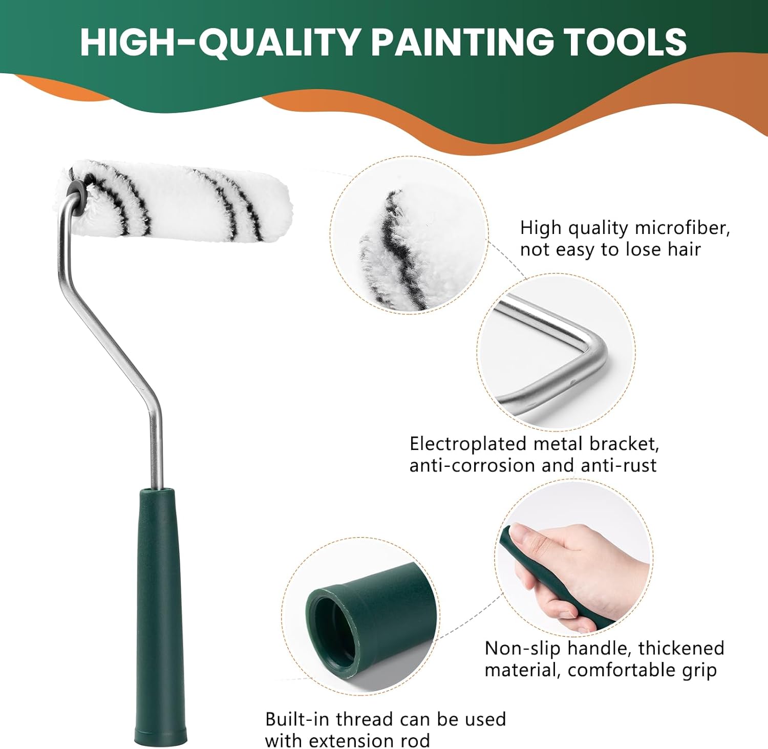 Microfiber Paint Roller Covers, 24 Pack Paint Roller 4 Inch (3/8 Inch Nap), Paint Roller Frame, Small Paint Rollers
