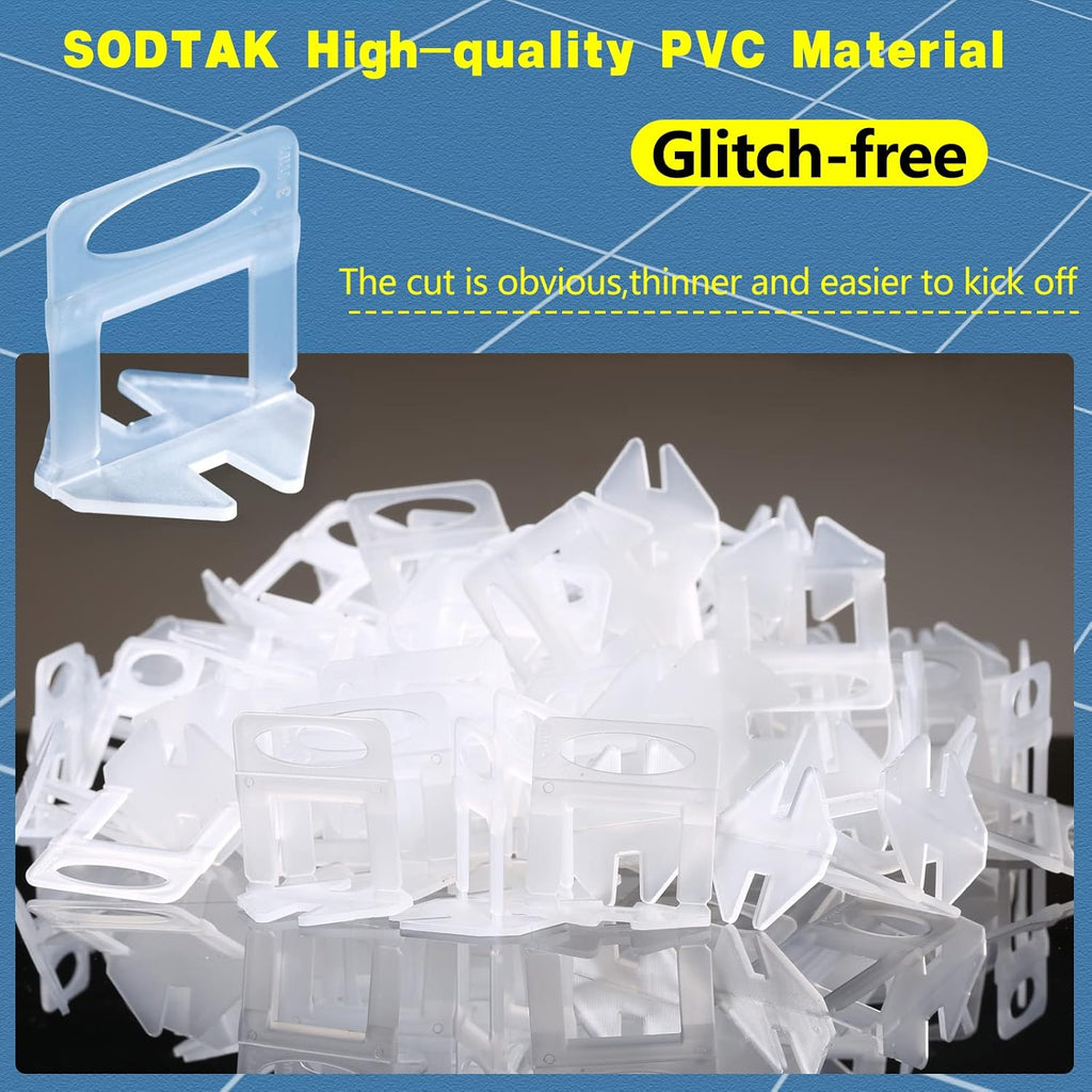 Tile Leveling System 1/8" Spacers Tile Leveler Clips DIY Tile Leveler Spacers 2000 Pcs for Professional Ceramic Tile