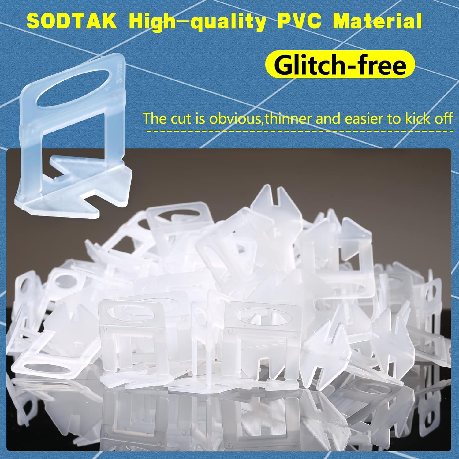 Tile Leveling System 1/8" Spacers Tile Leveler Clips DIY Tile Leveler Spacers 2000 Pcs for Professional Ceramic Tile
