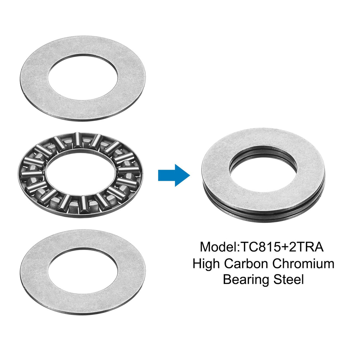 uxcell 8Sets TC815+2TRA Thrust Needle Roller Bearing 1/2 x 15/16 x 5/64