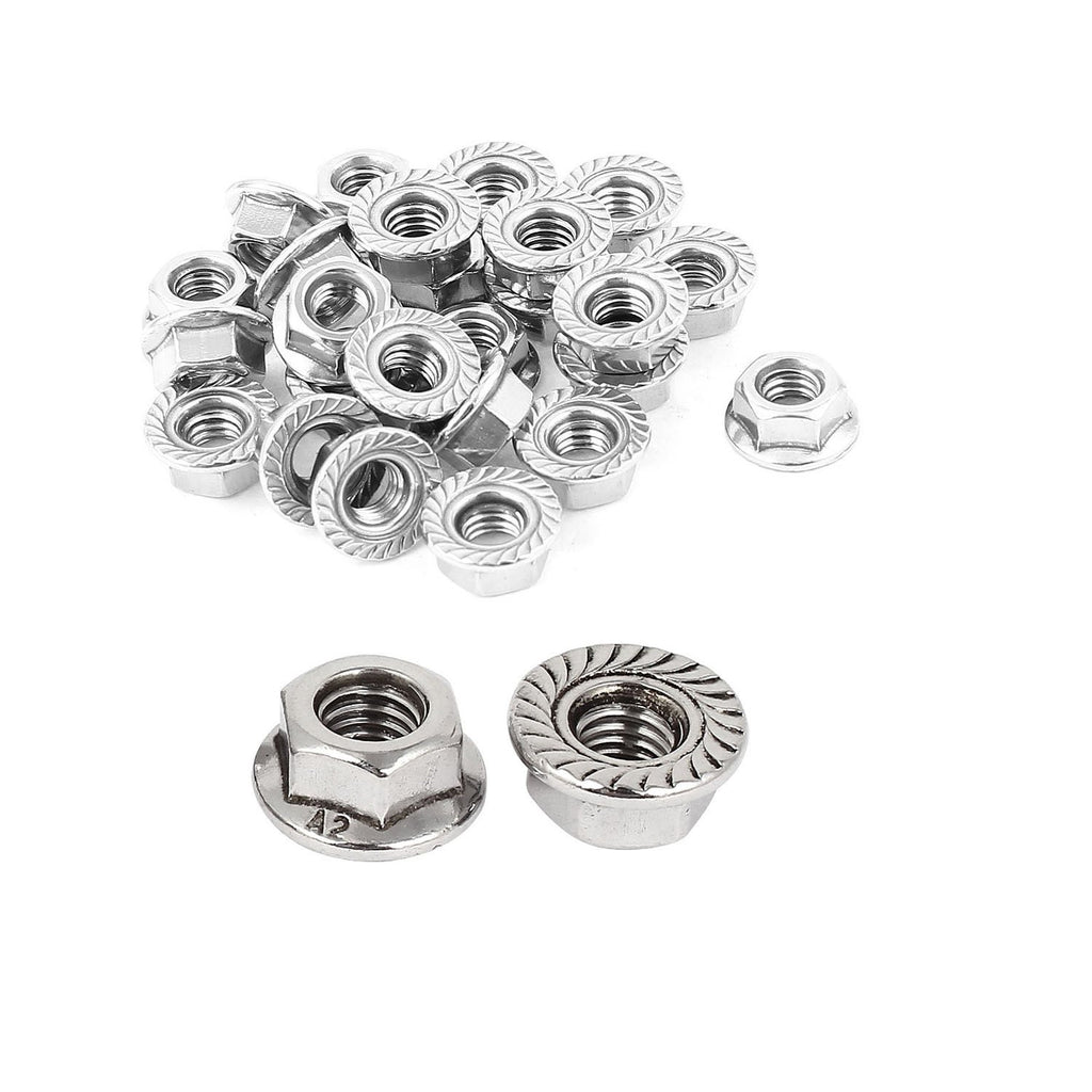 M6 x 1mm Thread 304 Stainless Steel Serrated Flange Metric Hex Lock Nuts 26PCS