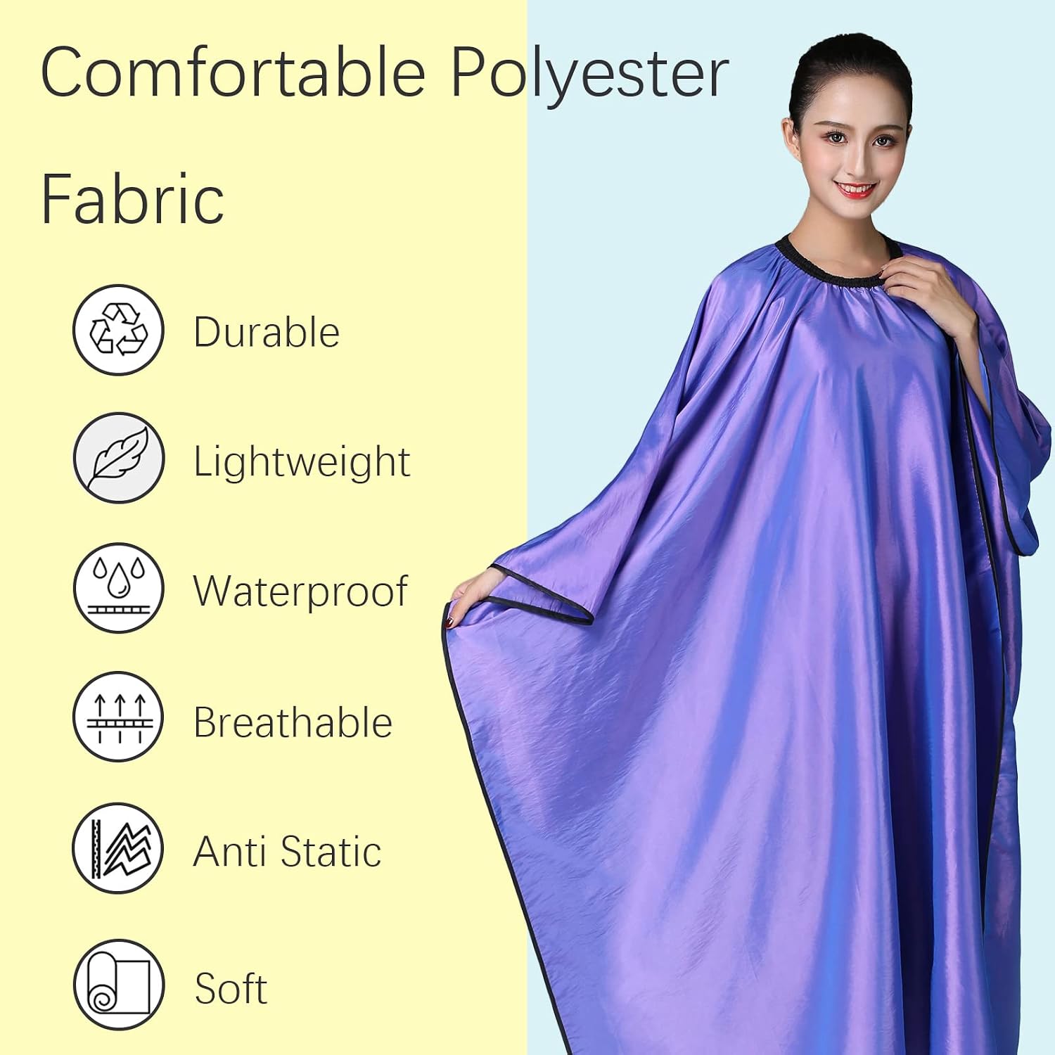 Barber Hair Cutting Cape with Adjustable Neckline 55" x 63" Purple | Waterproof; Unisex; Adjustable metal clip;