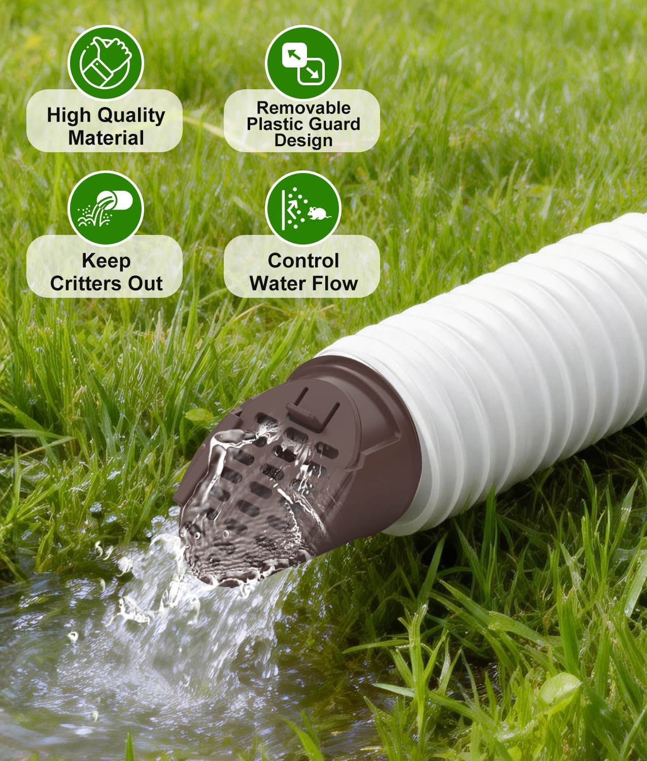 Rain Gutter Downspout Extension Hose Guard, Drain Downspout Extender Outlet Filter and Leaf Guard, for Standard 4''