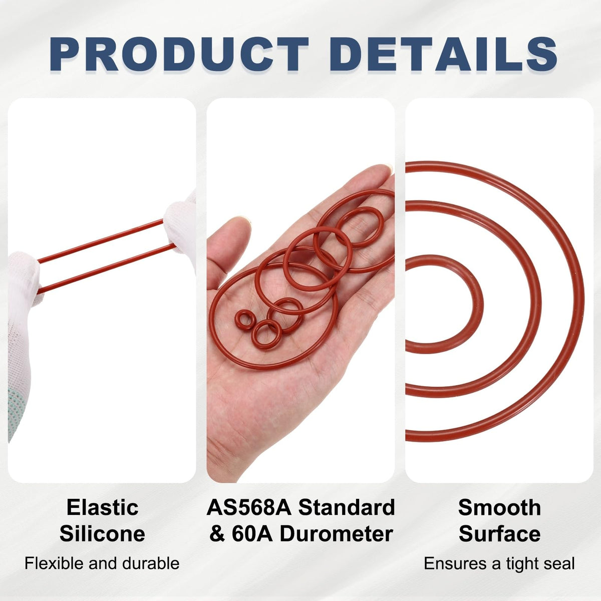 DEFANEX 5Pcs Silicone O-Ring VMQ Sealing 4" ID 4-3/16" OD 3/32" Width