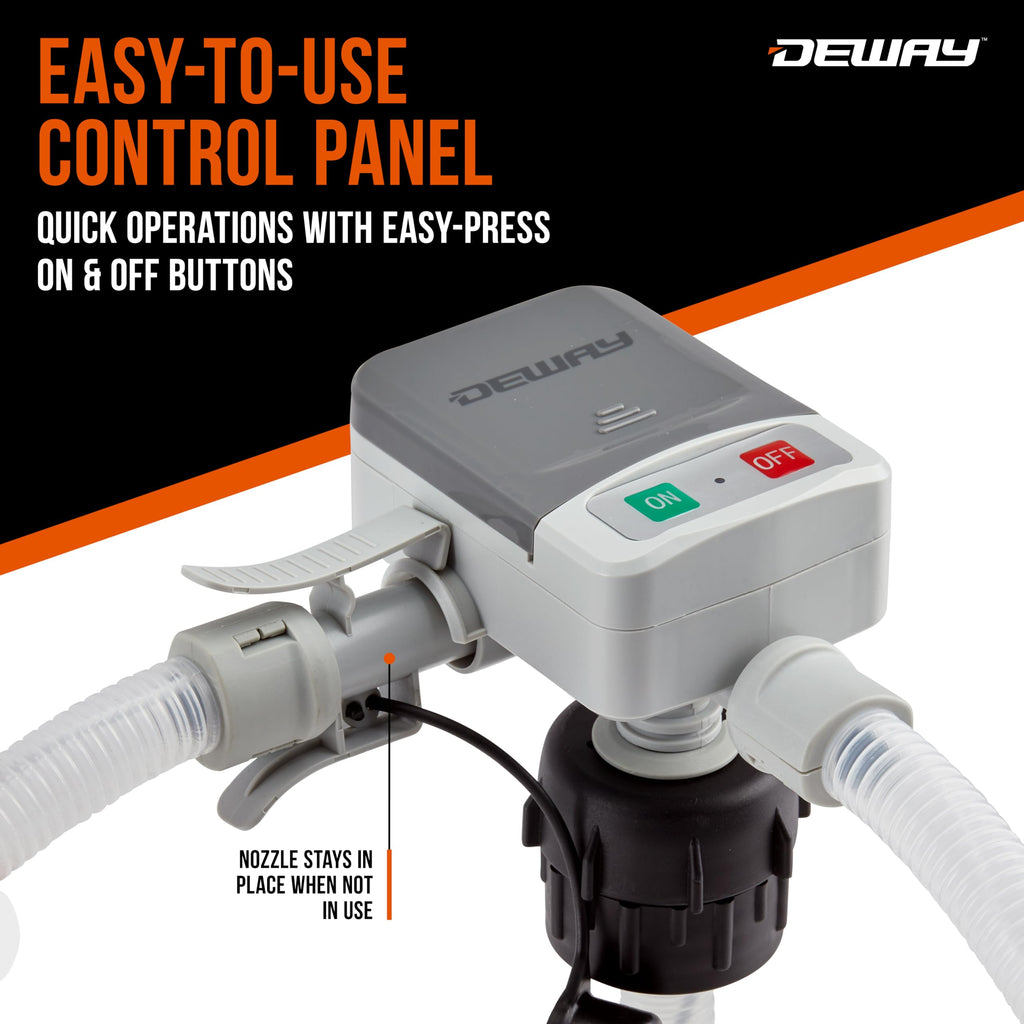 Deway Fuel Transfer Pump, Precision Auto-Shutoff Nozzle, 2.4 GPM, 51 in