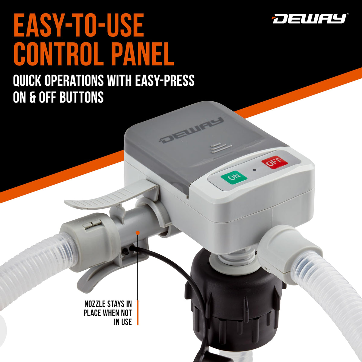 Deway Fuel Transfer Pump, Precision Auto-Shutoff Nozzle, 2.4 GPM, 51 in