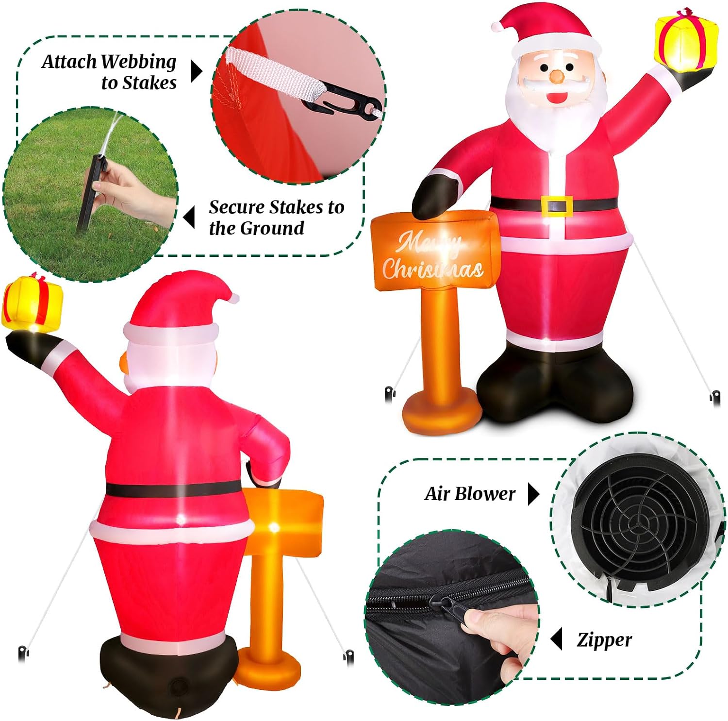 Christmas Inflatables Decorations Outdoor, 6FT Inflatable Christmas Blow Ups for Yard, Garden, Lawn & Indoor, Bright