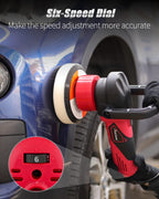 5"/6" Dual Action DA Polisher Kit 6-Speed Random Orbital Buffer | Car Buffer Waxer, Handle, 4pcs Polishing Pads, 2pcs