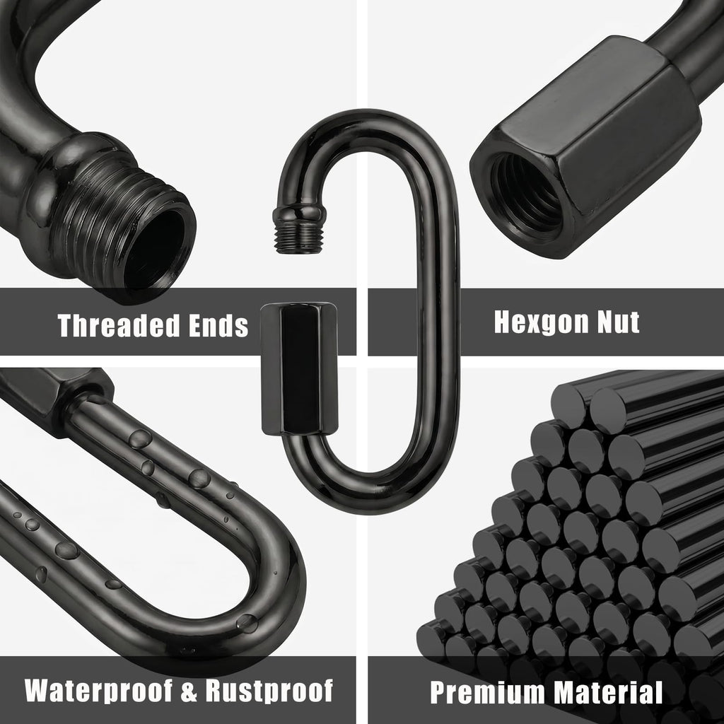 50Pcs Quick Links 1/4” Chain Link Connectors Heavy Duty Carabiner Clips