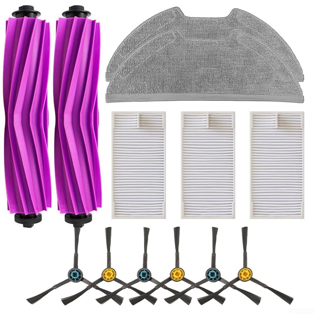 Vacuum Cleaner Replacement Parts Kit For Eureka E20 Plus, Include 2 Main Brushes 3 Filter 2 Mop Cloth 6 Side Brushes