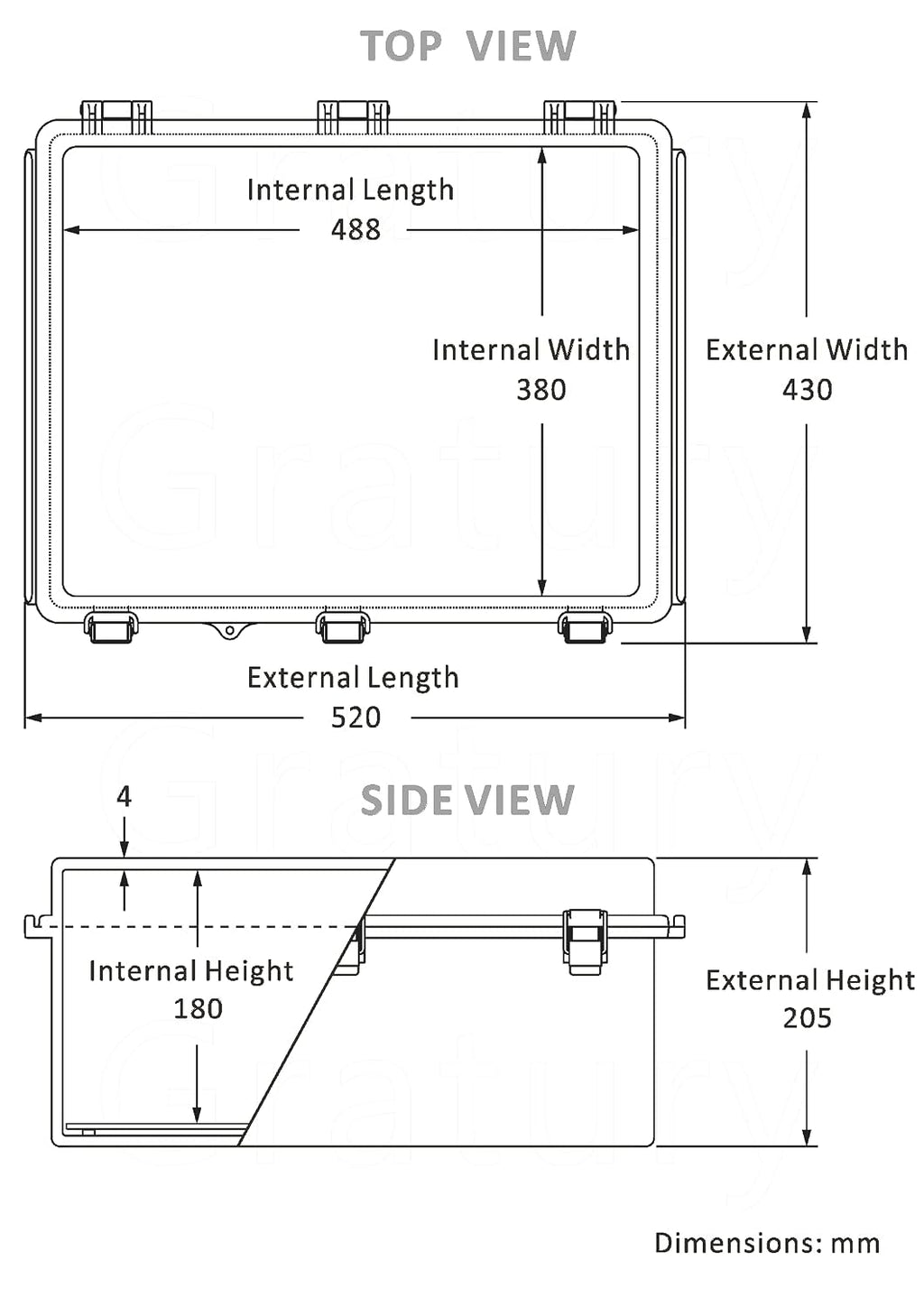 Gratury Junction Box, IP67 Waterproof Plastic Enclosure for Electrical Project, Hinged Grey Cover, Includes Mounting Plate and Wall Bracket