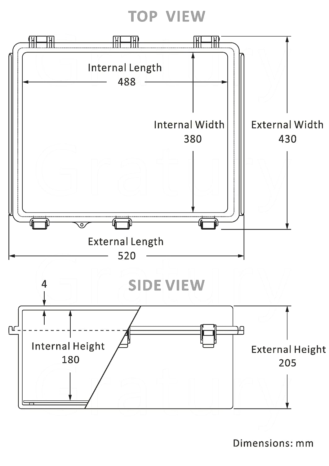 Gratury Junction Box, IP67 Waterproof Plastic Enclosure for Electrical Project, Hinged Grey Cover, Includes Mounting Plate and Wall Bracket
