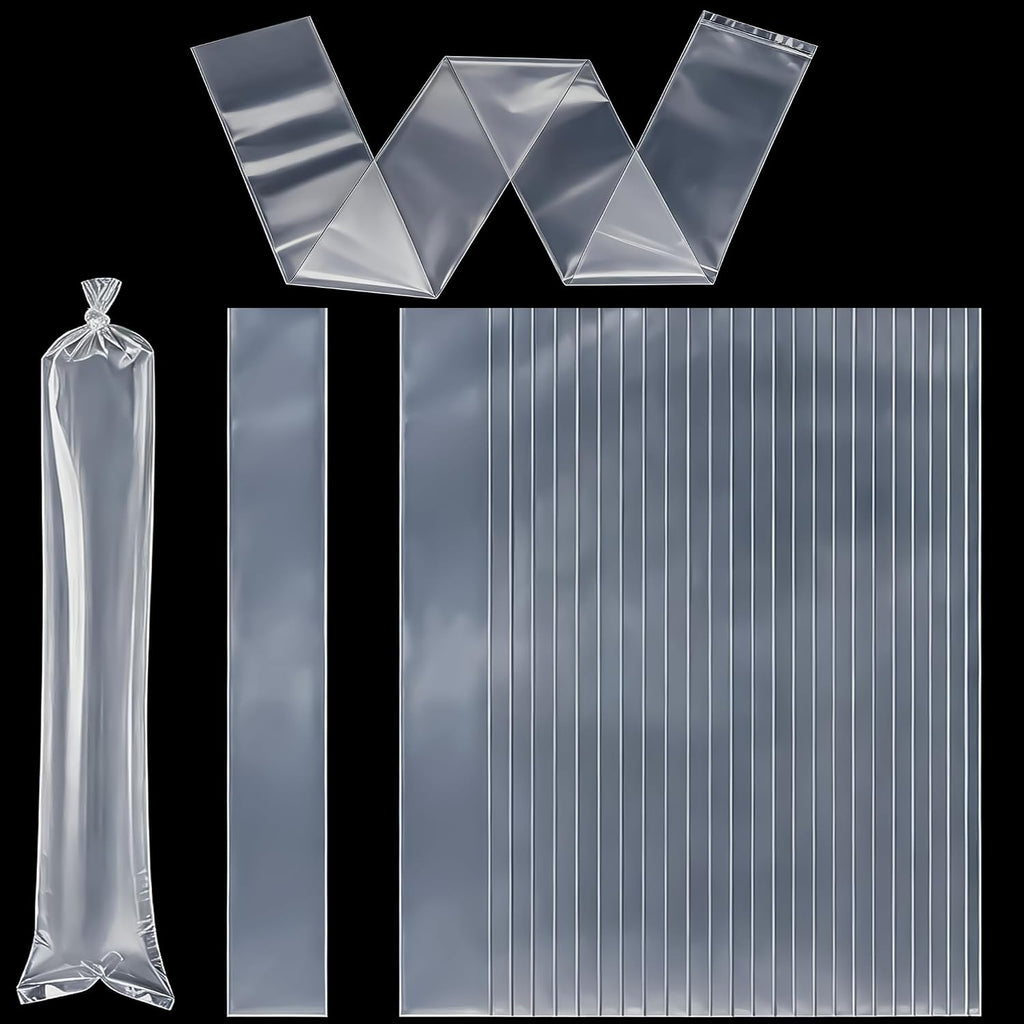 Clear Poly Bags 4x40 Inch 100 Pack, 2 Mil Flat Open Long Plastic Sleeves